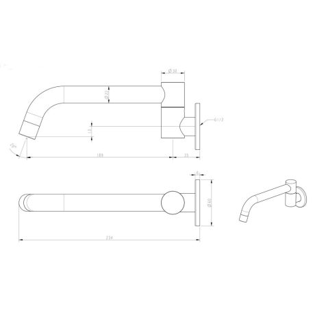 cioso swivel bath spout, rosa