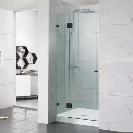 frameless wall to wall with hinge door, gun metal 0900mm