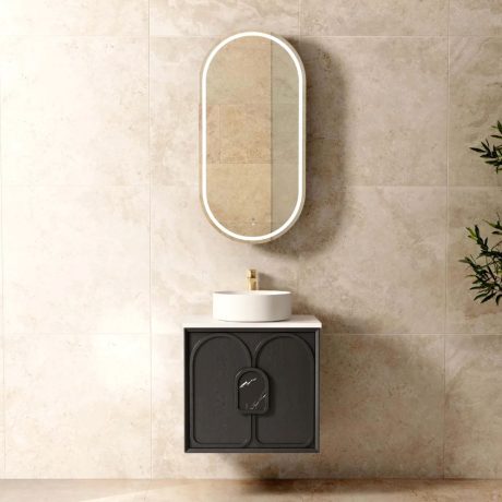 laguna mark ii wall hung vanity, black oak 0600mm cabinet only