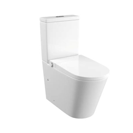 zero rimless whirlpool flushing smart bidet toilet suite, gloss white