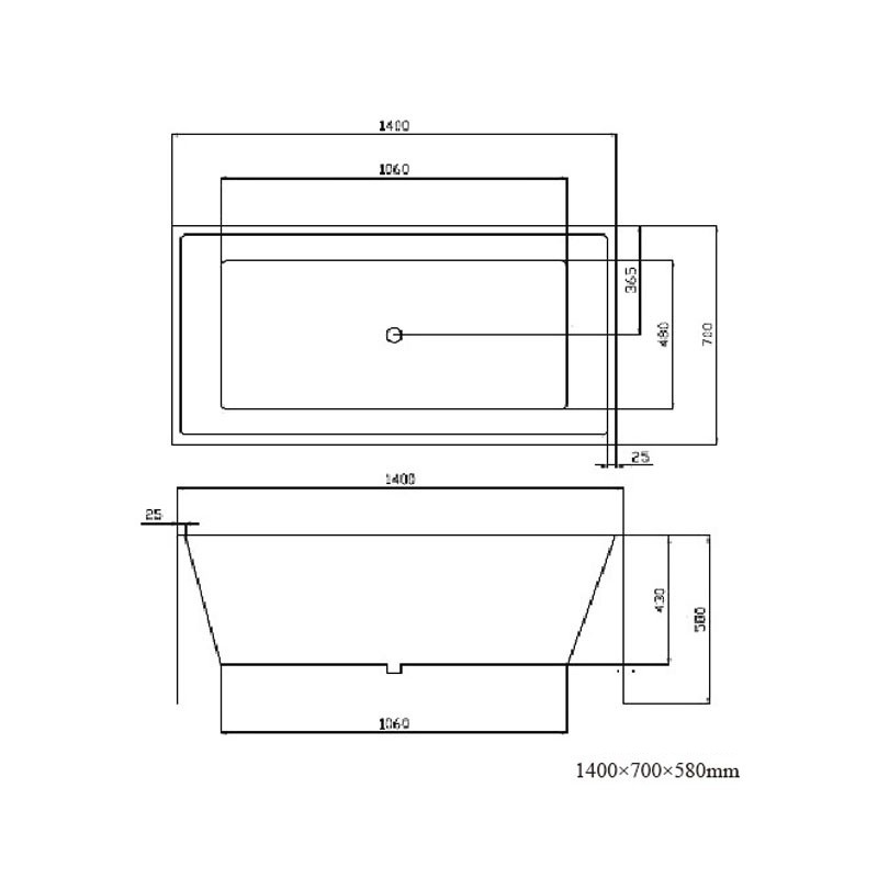 theo multi fit freestanding bath, gloss white 1400mm overflow