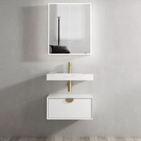 moonlight satin white wall hung cabinet 0600mm