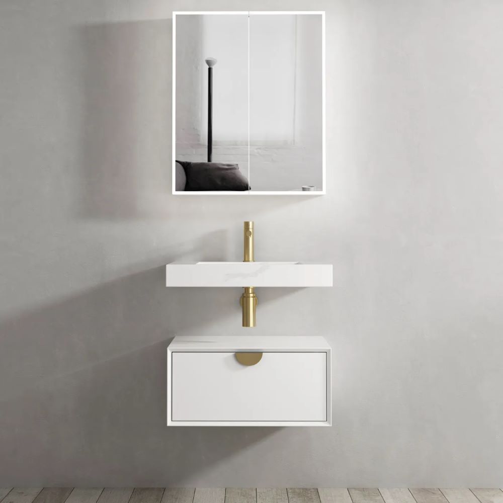 moonlight satin white wall hung cabinet 0600mm