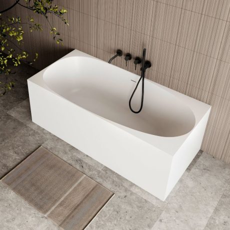 cassa multi fit bath, corner, back to wall & freestanding, matte white 1300mm