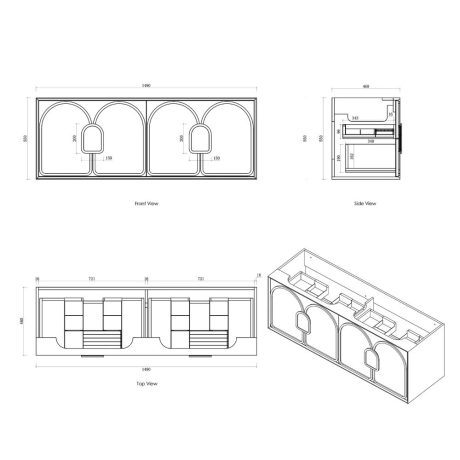 laguna mark ii wall hung vanity woodland oak 1500mm cabinet only