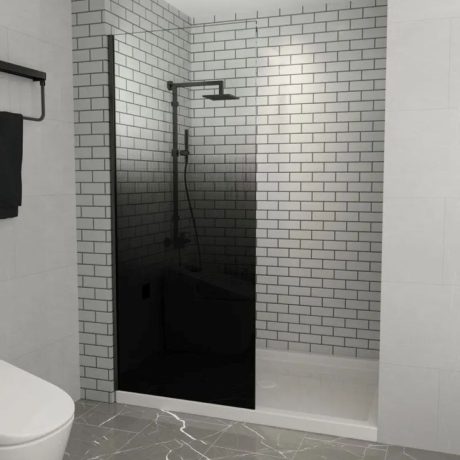 gradient glass single panel shower screen with wall channel 1200mm