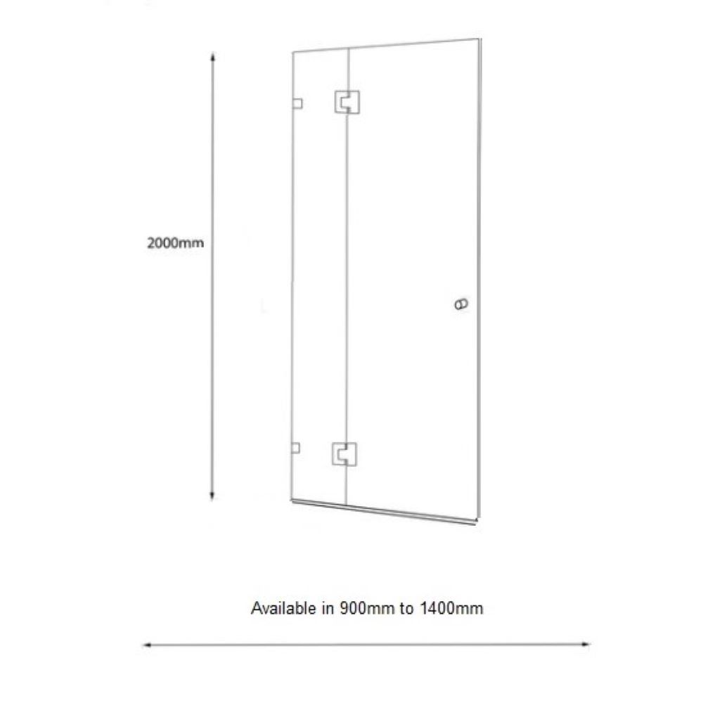 frameless wall to wall with hinge door, matte black 1400mm