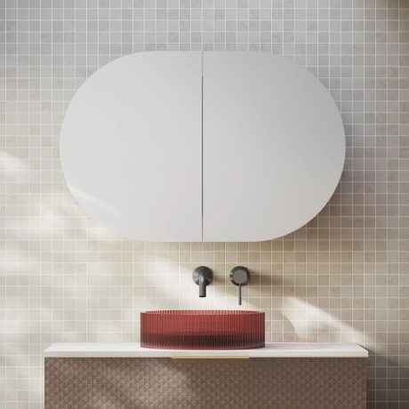 elli pill shaving cabinet, matte white 0900mm